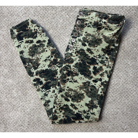 Anthropologie Pants - ANTHROPOLOGIE PILCRO High-Rise Skinny Pants Women's 27 Camo Button Fly Corduroy